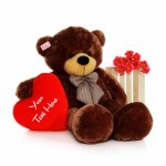 Huge 6 Feet Brown Bow Teddy Bear Soft Toy with Personalized Heart